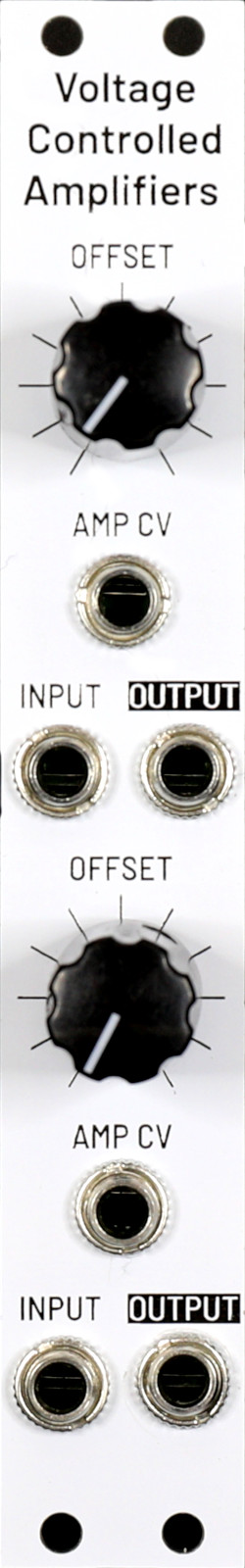 Voltage Controlled Amplifiers faceplate, 4 HP